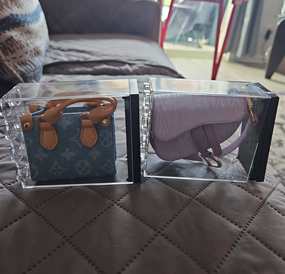 Denim Mini Tote And Lavender Satin Mini Display Bags